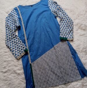 Preloved Beechtree Blue Geometric Patterned Tunic Size M/8